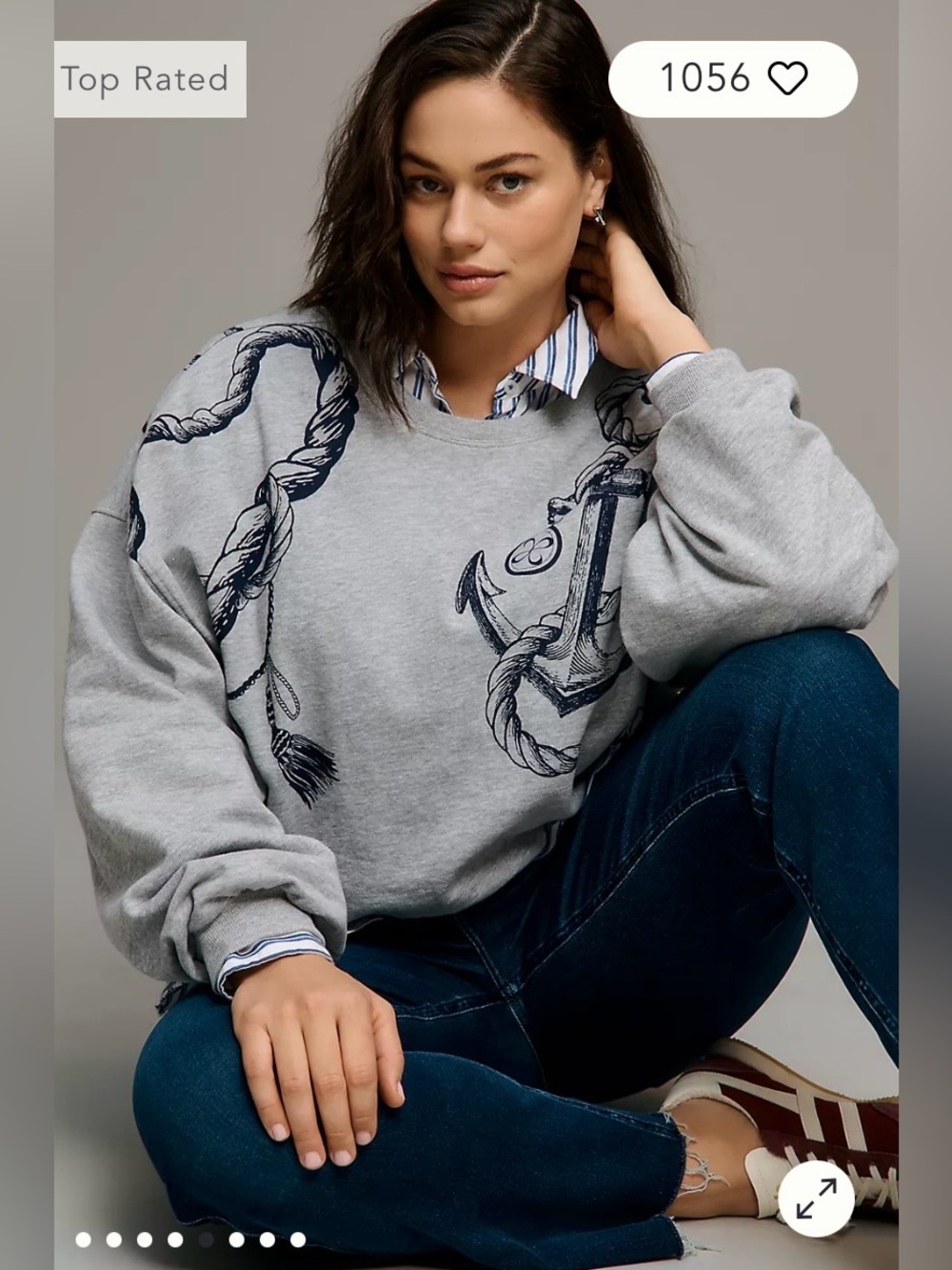 NWT Size XL -Anthropologie Cotton Blend light weight nautical Sweatshirt (US$88)